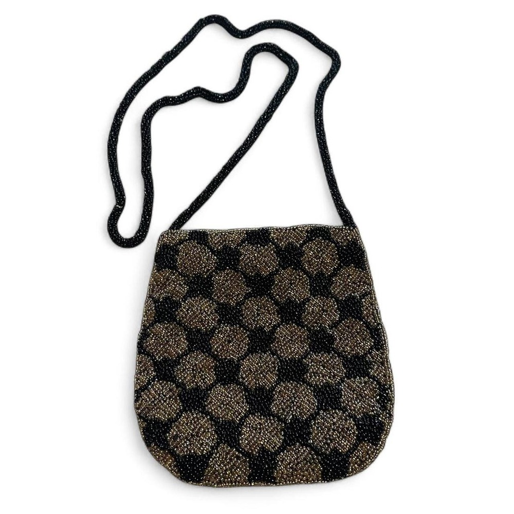 Black & Brown Fully Beaded Purse with Beaded Strap